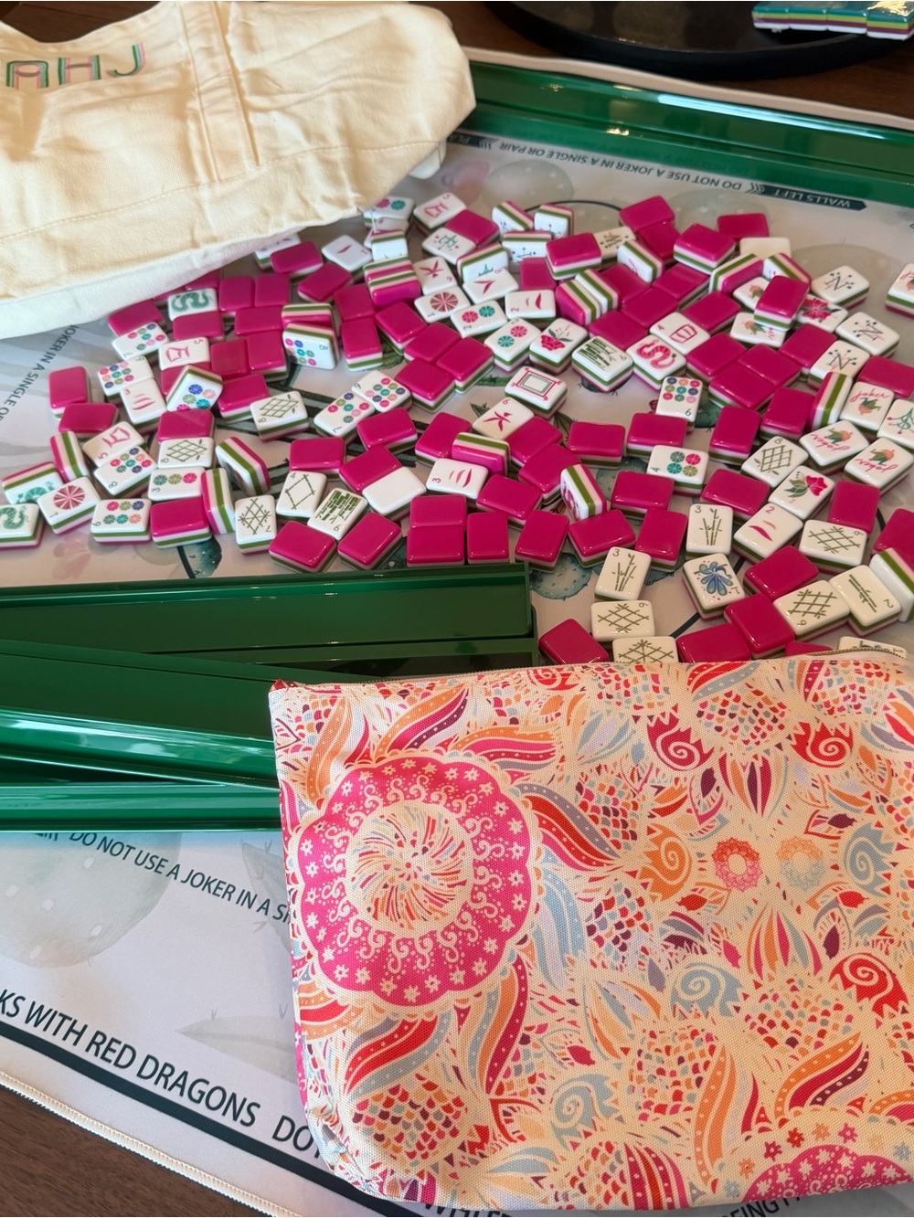 Pink and White Cactus Mahjong MAT ONLY - Picture 14 of 14